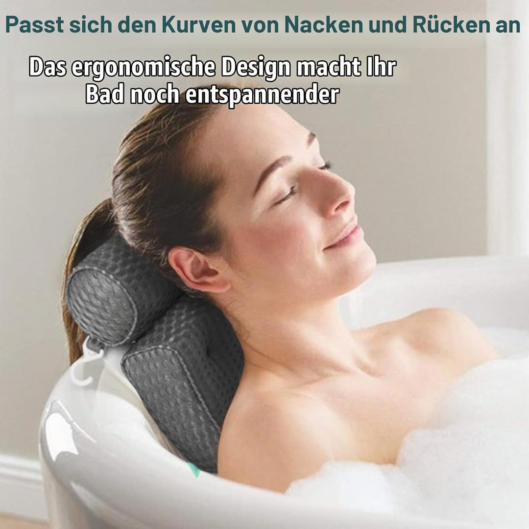 Badewannenkissen aus weichem Memory-Schaum, rutschfest, für Nacken und Rücken, mit 4D-Belüftung und