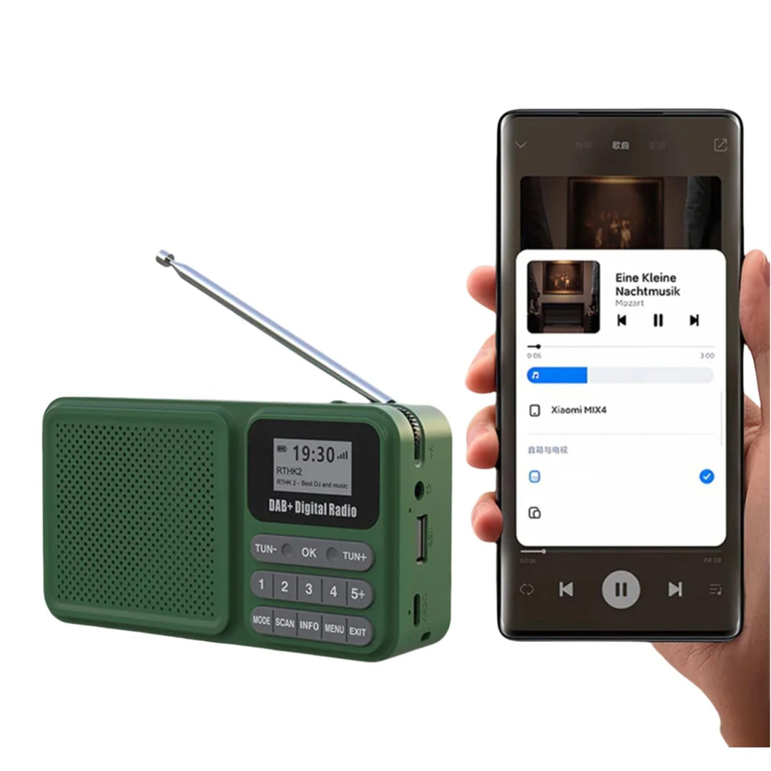 Emergency Radio Digital DAB DAB+ - Tragbares Solarradio mit Bluetooth 5.0, LCD Anzeige und 30 Sender