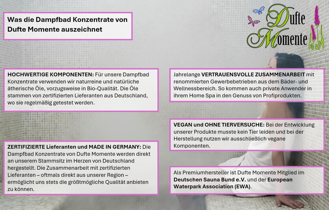 Dufte Momente | Dampfbad Duft Konzentrat 4 x 500ml | naturreine und natürliche ätherische Öle | für