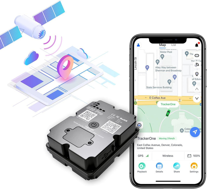 GPS-Tracker für Fahrzeuge, 100% wasserdicht, magnetisch, 4G LTE, Lange Akkulaufzeit 2–7 Monate, unbe