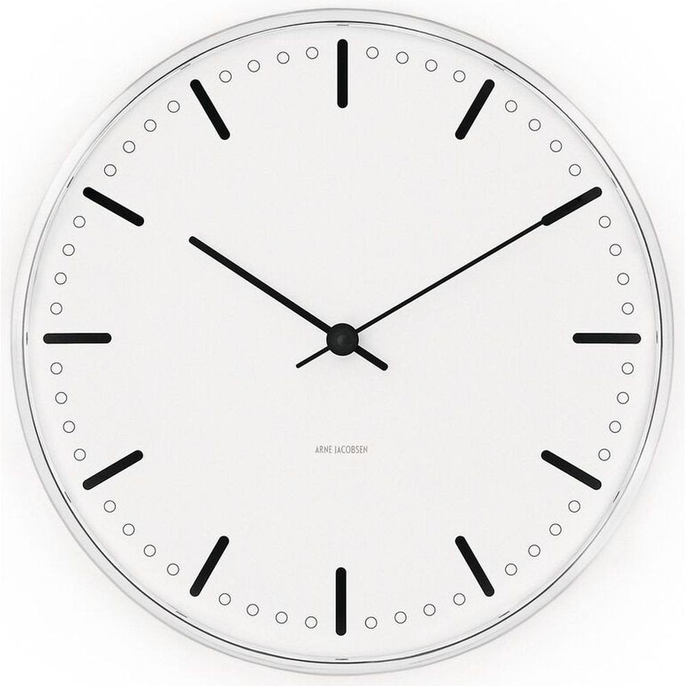 Arne Jacobsen Wanduhr Ø21 cm City Hall dänisches Design aus Aluminium, weiss City Hall 21cm Weiss, C