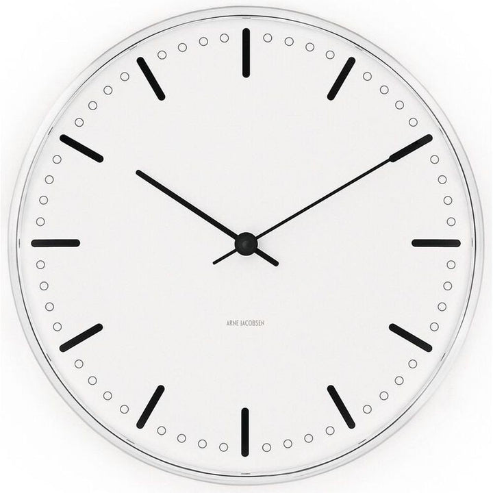 Arne Jacobsen Wanduhr Ø21 cm City Hall dänisches Design aus Aluminium, weiss City Hall 21cm Weiss, C