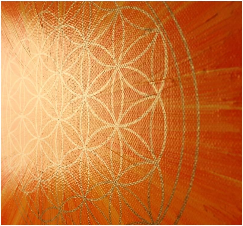Wandbild Blume des Lebens in Gold "Sonne" - Grösse 50cm x 50cm - Handgemalt mit Acrylfarbe auf Leinw