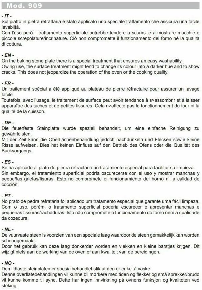 Ariete Neuer Schamottstein 32 cm 400 °C Pizza in 4 Minuten 909 917