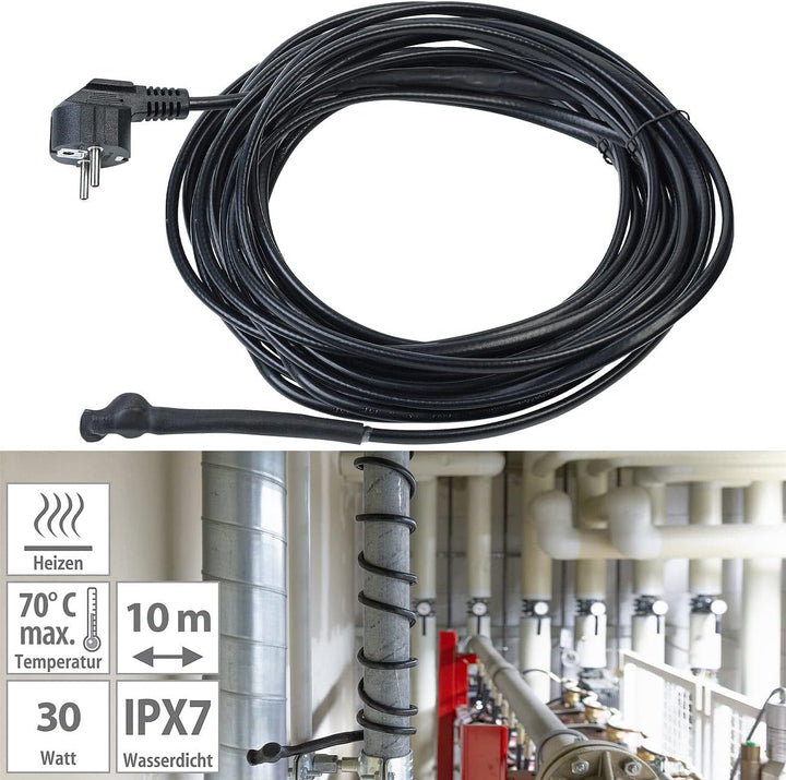 Royal Gardineer Pflanzenheizung: 2er-Set Frostschutzkabel mit Thermostat, 10 m Heizkabel, 150 W, IPX