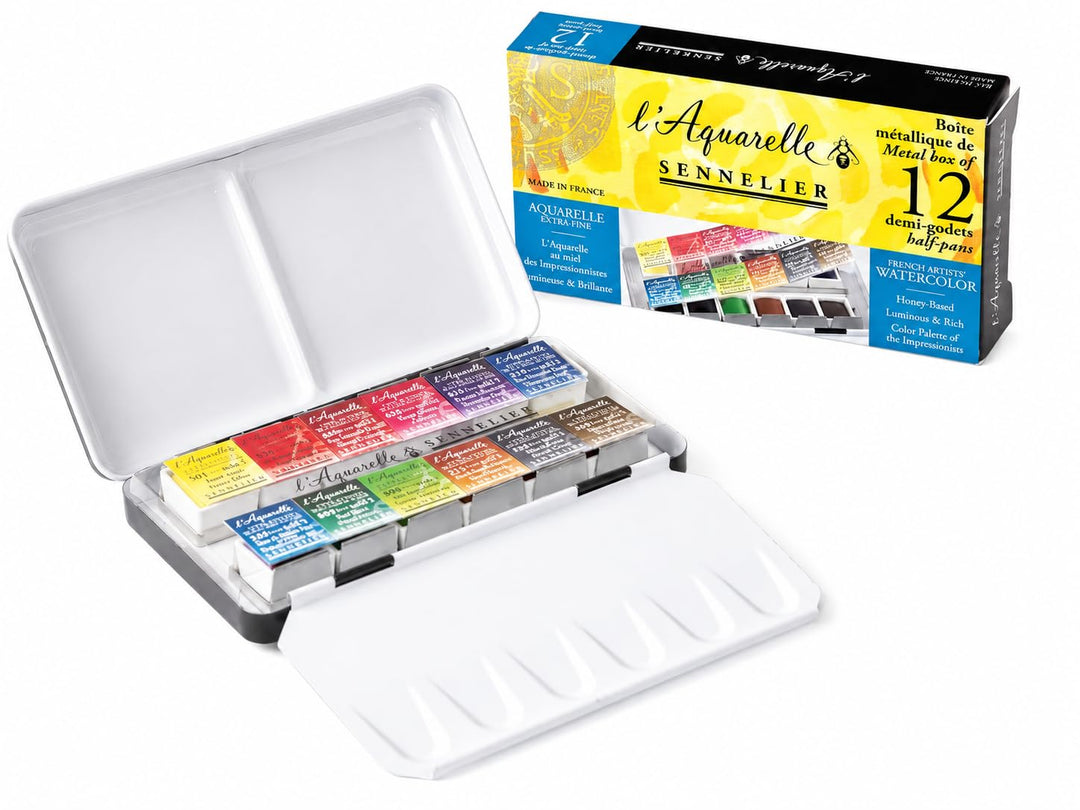 Sennelier Aquarell Zinn Metallic 12-teilig Pocket Set 12 Unité (Lot de 1) gelb, 12 Unité (Lot de 1)