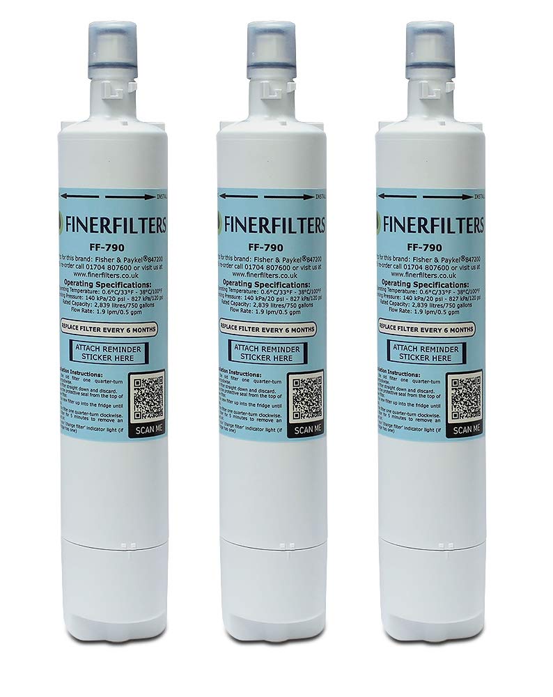 Finerfilters FF-790 Kühlschrank-Wasserfilter kompatibel mit Fisher & Paykel 847200 (3), 3