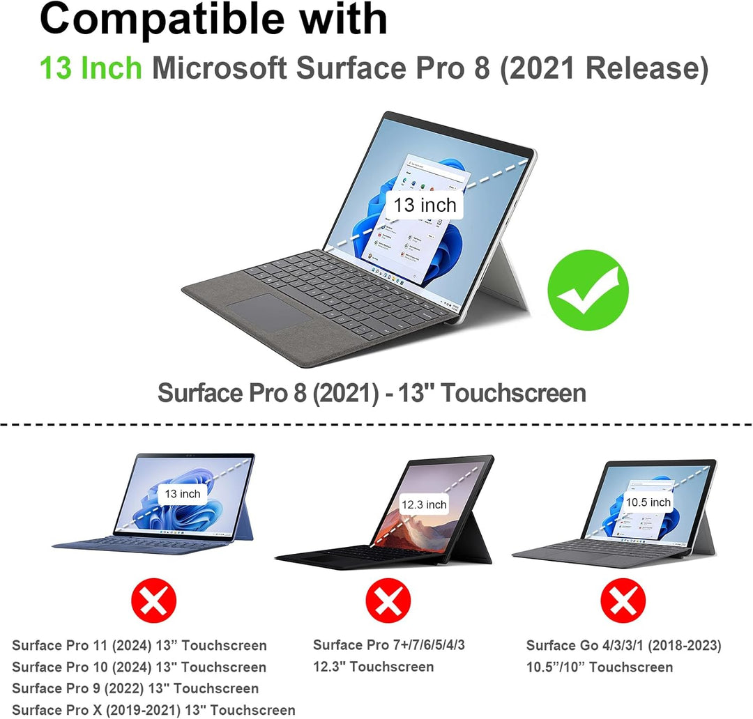 Fintie Hülle für Microsoft Surface Pro 8 13 Zoll (2021) - Multi-Sichtwinkel Hochwertigem Kunstleder