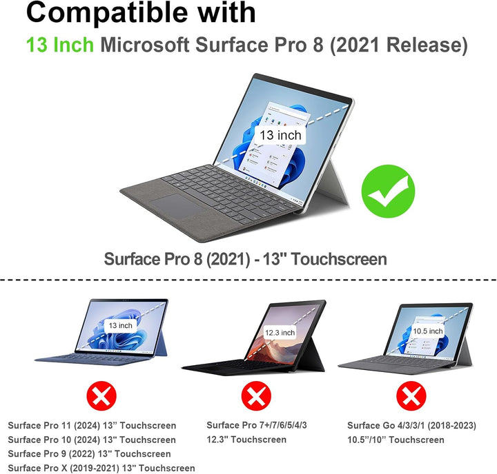 Fintie Hülle für Microsoft Surface Pro 8 13 Zoll (2021) - Multi-Sichtwinkel Hochwertigem Kunstleder