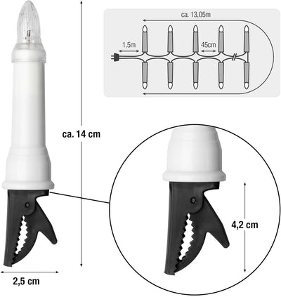 hellum Lichterkette Kerzen Weihnachtsbaum, Kerzen Lichterkette aussen mit Clip, 30 Lichter, beleucht