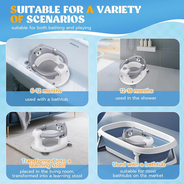 baby-badewannensitz Babybadsitz, stabiler Babybadsitz mit 4 Saugtaschen, tragbarer Badestuhl für Dus