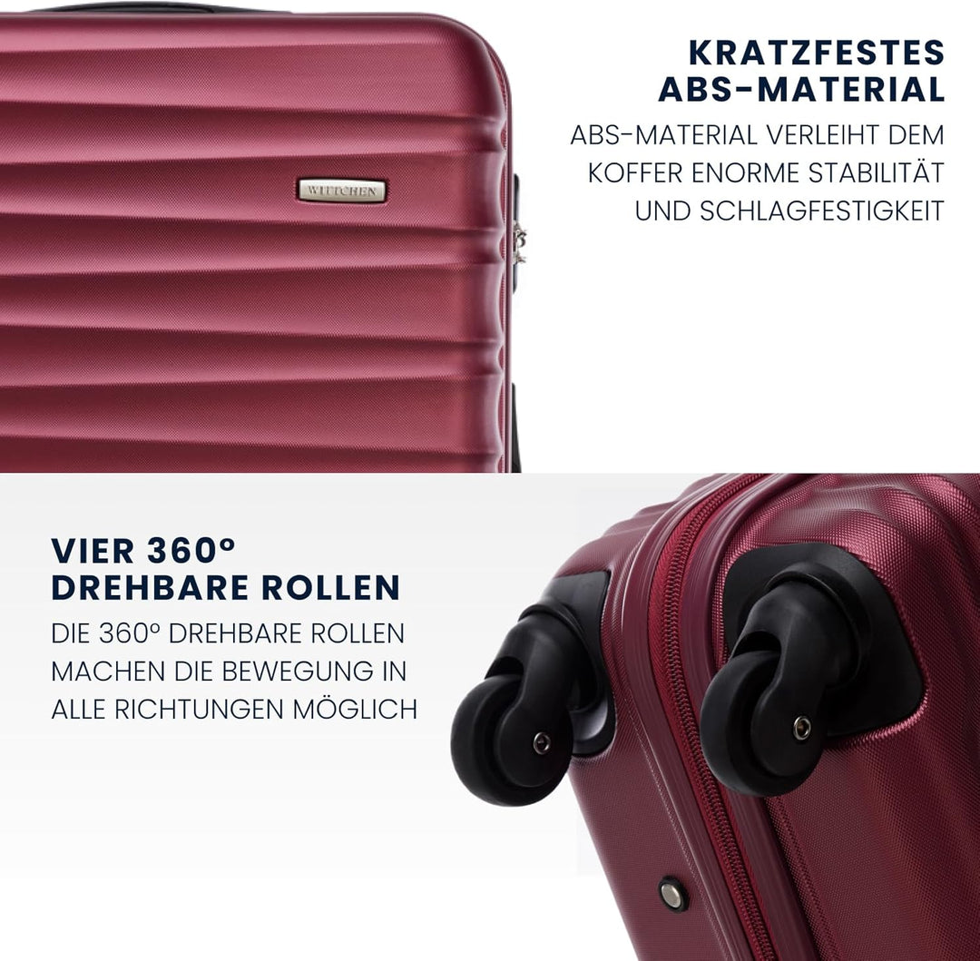 WITTCHEN Reisekoffer Rollkoffer Trolley Grosser Koffer Handgepäck Hartschale aus ABS mit 4 Spinner-R