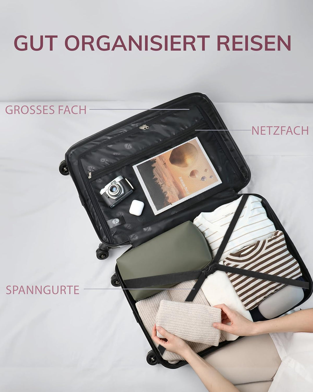 FERGÉ Kofferset 3 TLG Hartschale mit TSA-Zahlenschloss Cannes Reisekoffer Trolley-Set (Handgepäck, L
