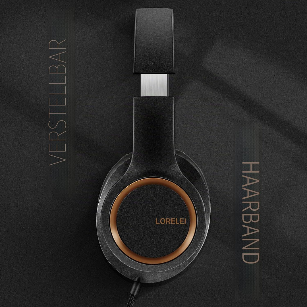 LORELEI X8 Over-Ear-Kopfhörer mit Mikrofon mit 1,45 m verwicklungsfreier Nylonschnur und 3,5-mm-Stec