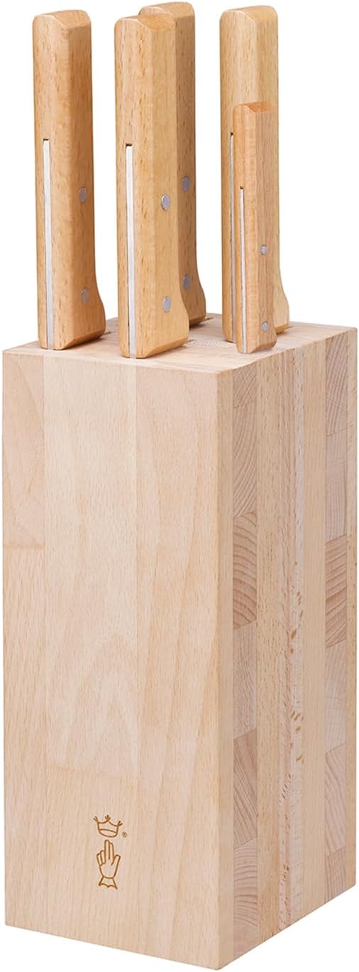 Opinel Parallele Bread Messerblock mit 5 Messern, Messerblock aus Buchenholz gefertigt, Messerset, 2