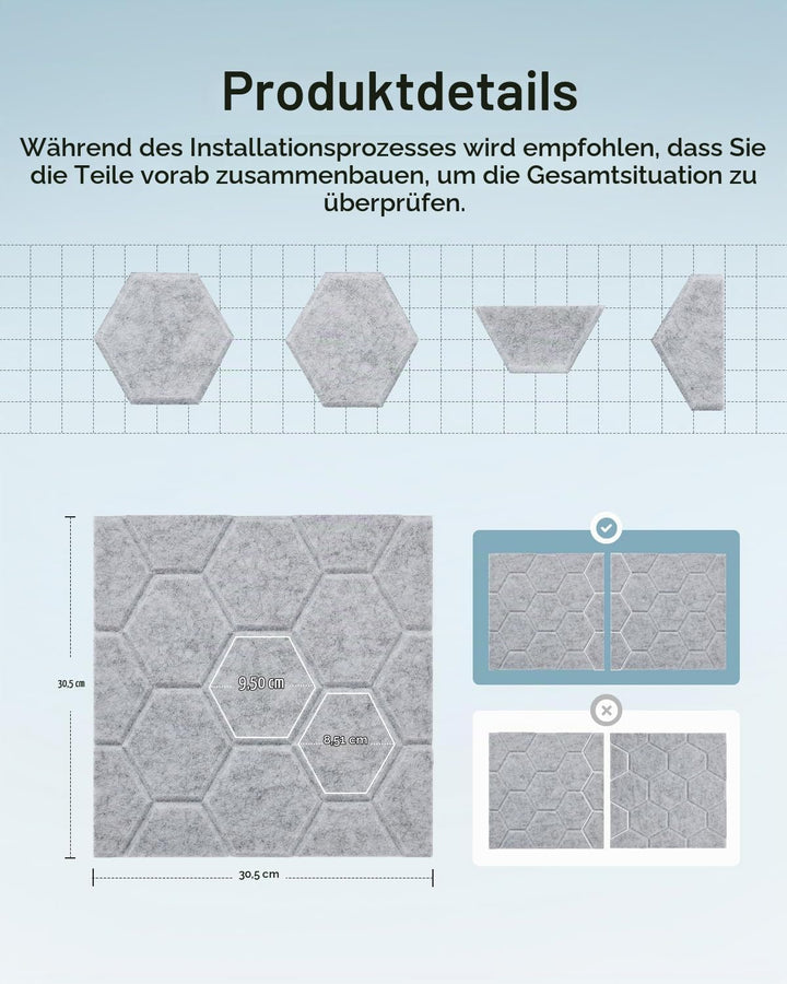 18 Stück Akustikplatten Selbstkleben, Schallabsorber, 30x30x0.9cm, Schalldämmung Wand tür Decken, Ak