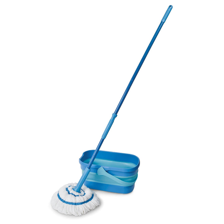 Spontex Ultra Compact Twist Mop und Eimer Set, Mikrofaser-Mopp mit eingebautem Selbstauswringsystem,