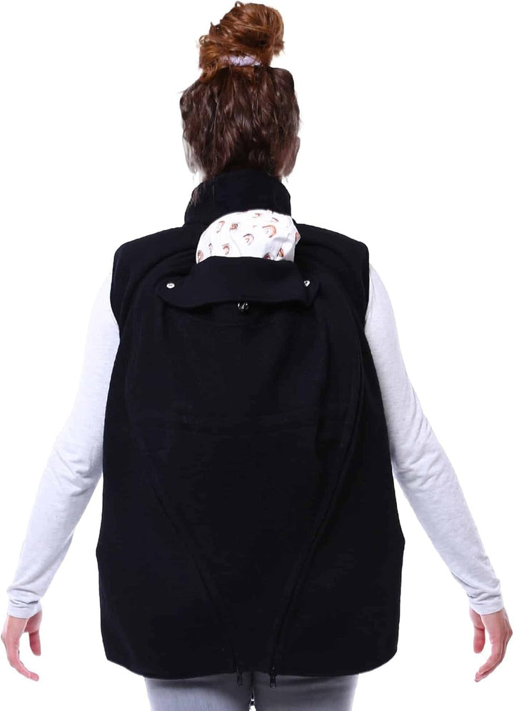 Viva la Mama - Trageweste aus Wollwalk Umstandsweste Wollweste zum Babytragen - PEVE S Schwarz, S Sc