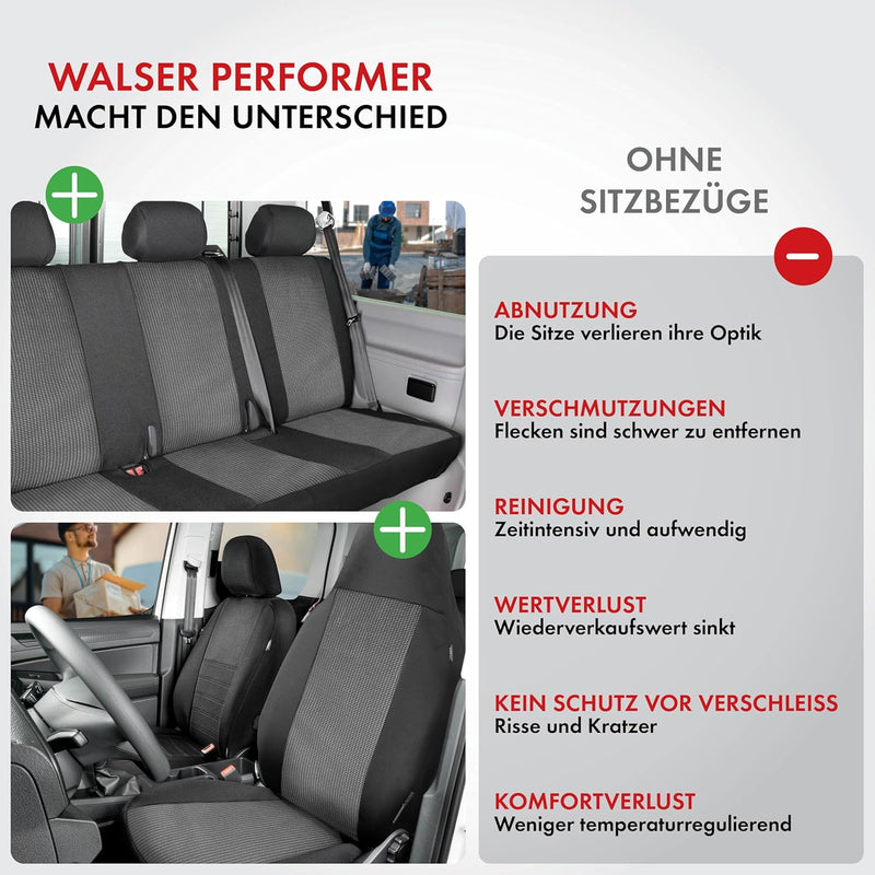 Walser Transporter Sitzbezüge Auto kompatibel mit VW Crafter, Mercedes Sprinter, 1 Einzelsitz Fahrer