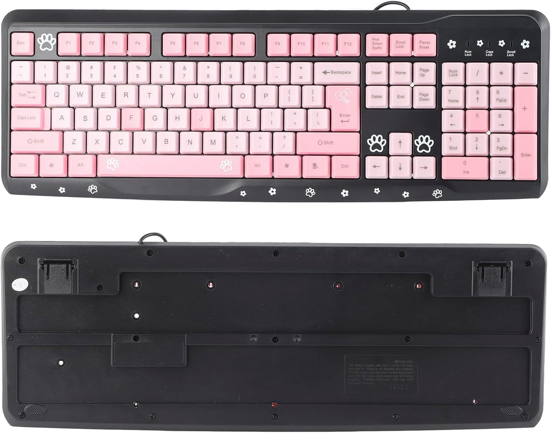 Tbest Sanrio Tastatur, wiederaufladbar, komplett, niedlich, mit Ziffernblock, USB-Tastatur, kabelgeb