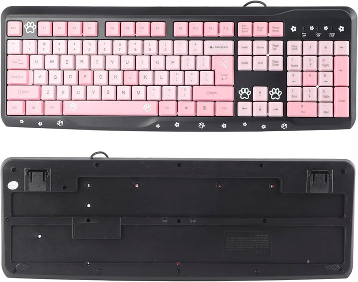 Tbest Sanrio Tastatur, wiederaufladbar, komplett, niedlich, mit Ziffernblock, USB-Tastatur, kabelgeb