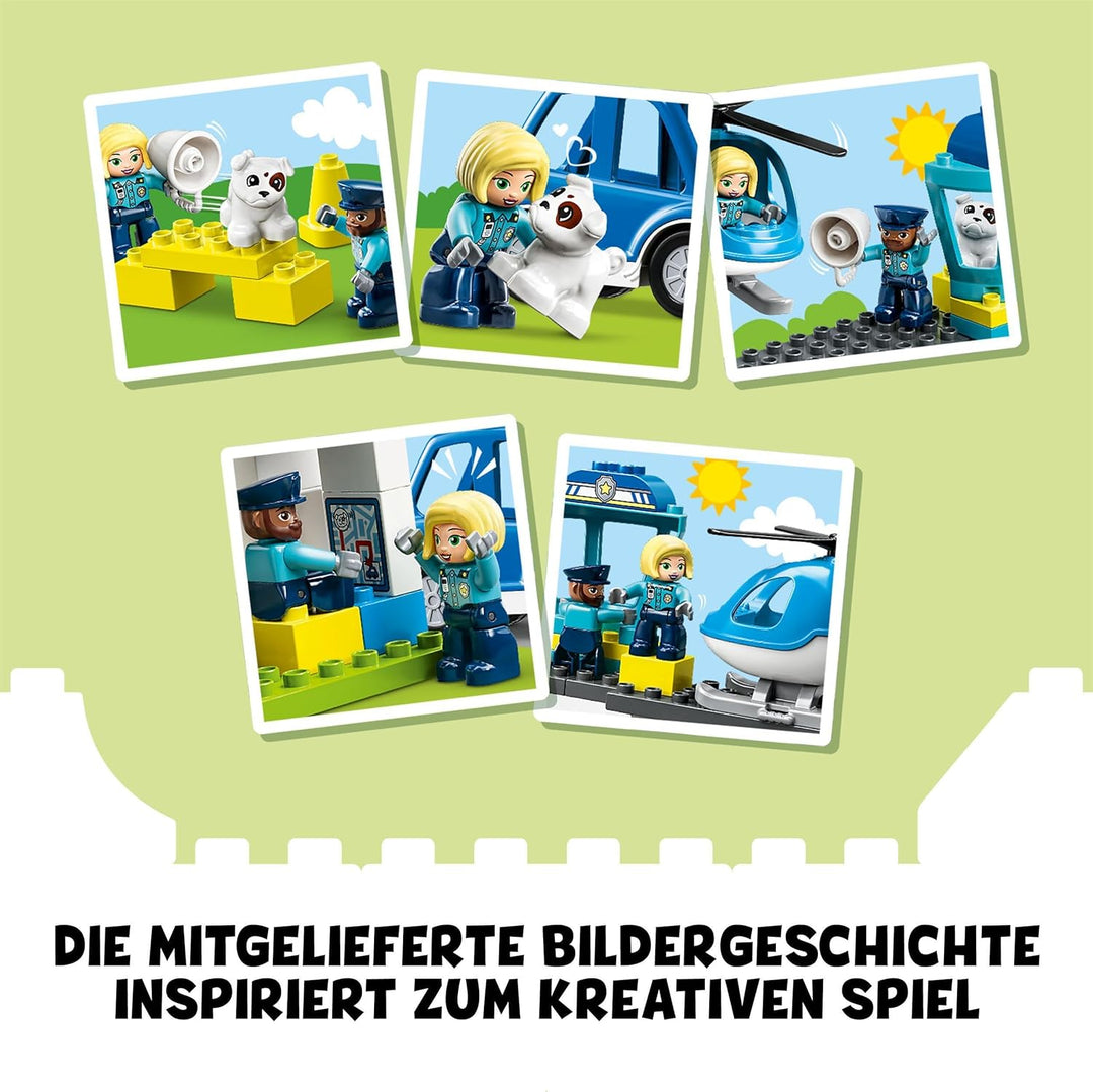 LEGO 10959 DUPLO Polizeistation mit Hubschrauber, Polizeiauto und Steine, Polizei-Spielzeug für Klei