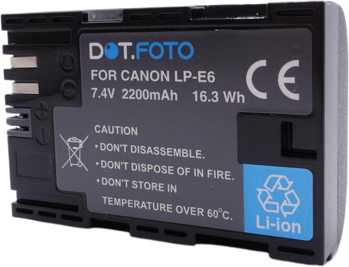 Dot.Foto LP-E6 Premium Hohe Kapazität 7.4v / 2200mAh Akku für Canon x 1 - LP-E6 2200mAh, x 1 - LP-E6