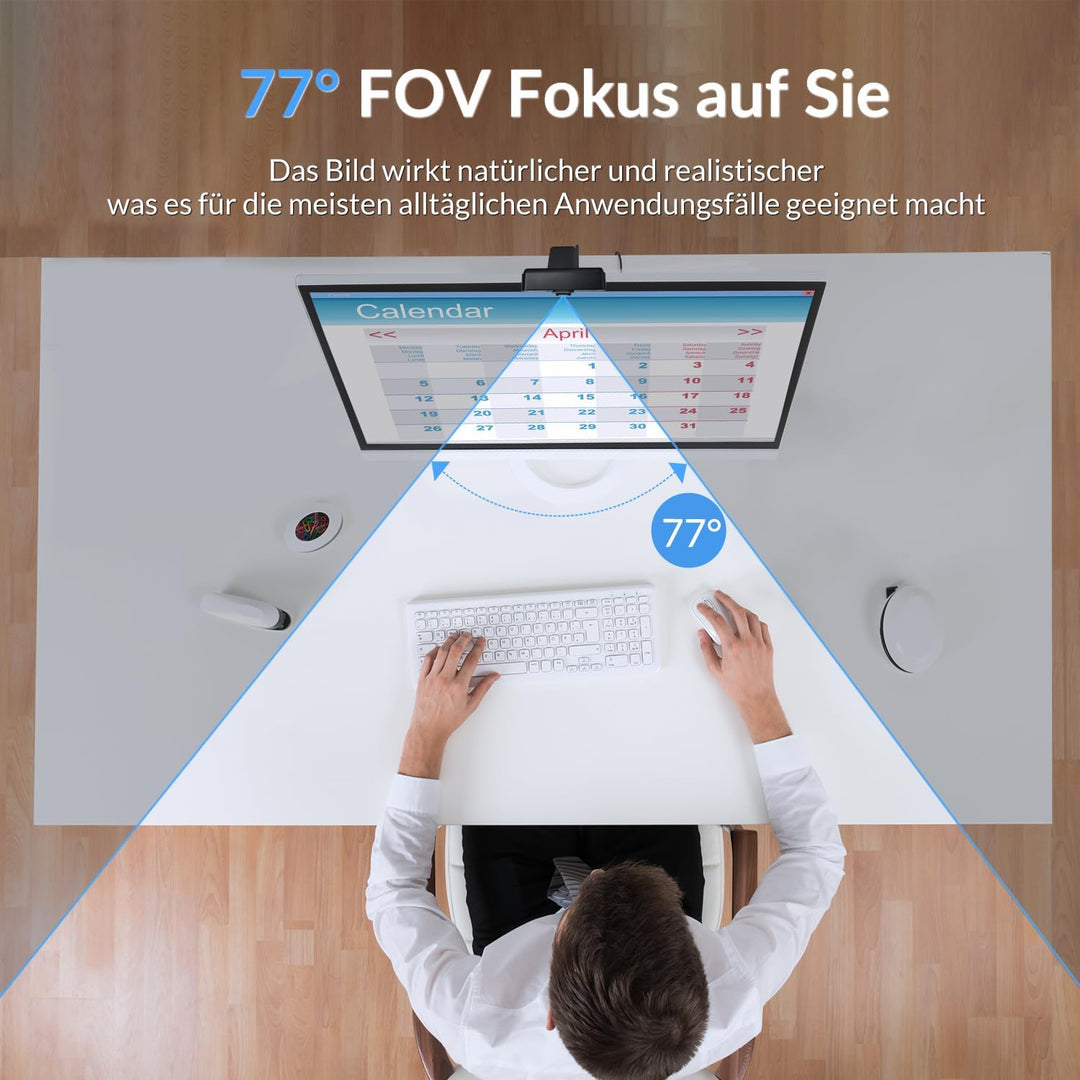 4K PC-Webcam mit Sony-Sensor, Autofokus und Sichtschutzabdeckung, Ultra HD 4K Streaming Kamera, 2 Mi