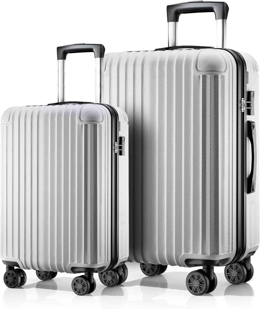 Hartschalen Kofferset 2 Teilig, Handgepäck und gross Reisekoffer Set(S+L) Silber, Set(S+L) Silber