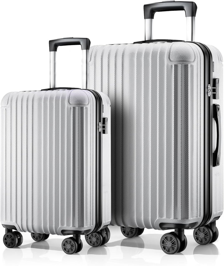 Hartschalen Kofferset 2 Teilig, Handgepäck und gross Reisekoffer Set(S+L) Silber, Set(S+L) Silber