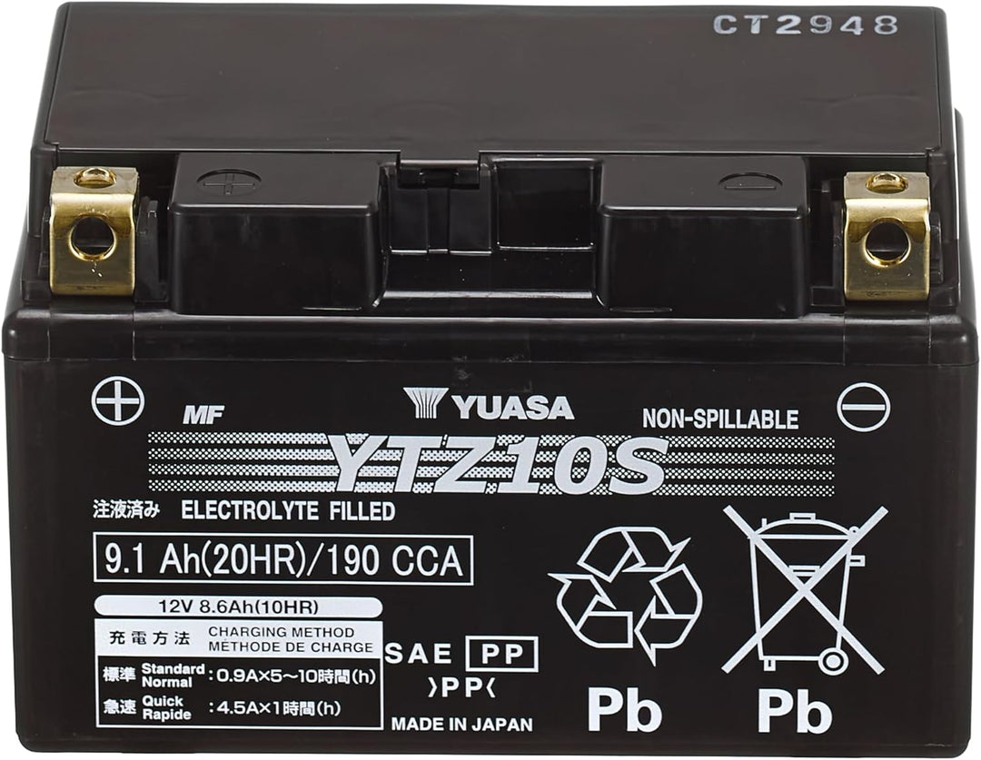 Yuasa YTZ10S Hochleistung Wartungsfreie Batterie, 12V, 150mm x 87mm x, YTZ10S Batterie für Motorrad,