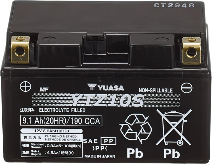 Yuasa YTZ10S Hochleistung Wartungsfreie Batterie, 12V, 150mm x 87mm x, YTZ10S Batterie für Motorrad,