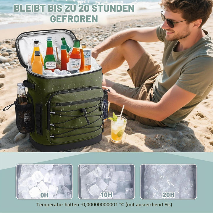 Kühlrucksack, 30L Grosse Thermo Kühltasche Rucksack, Wasserdicht Picknickrucksack Gross für Herren &amp;