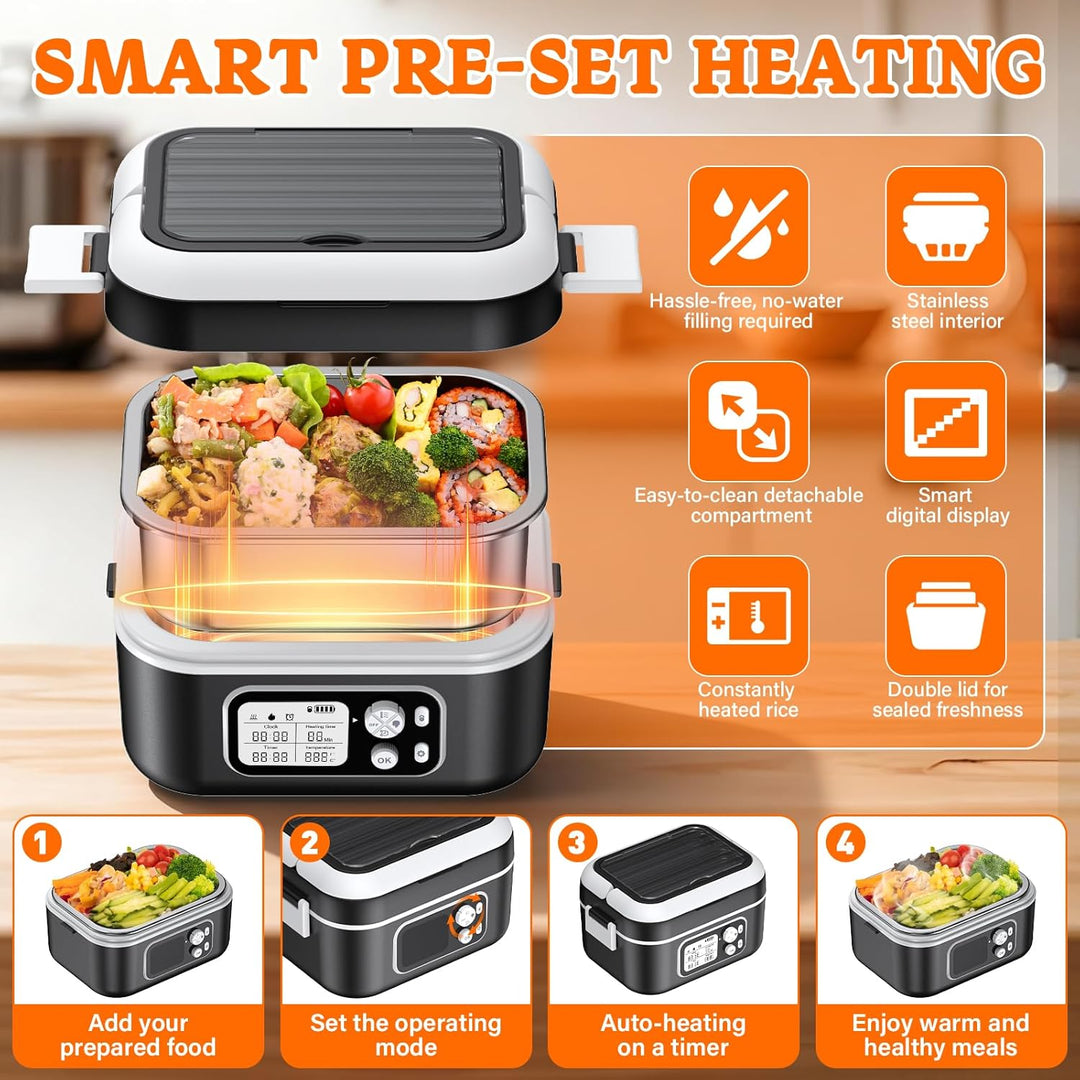 Elektrische Lunchbox 100W, Electric Lunch Box 1,5L Heat Box Isolierte Wärmebox automatischer Aufheiz