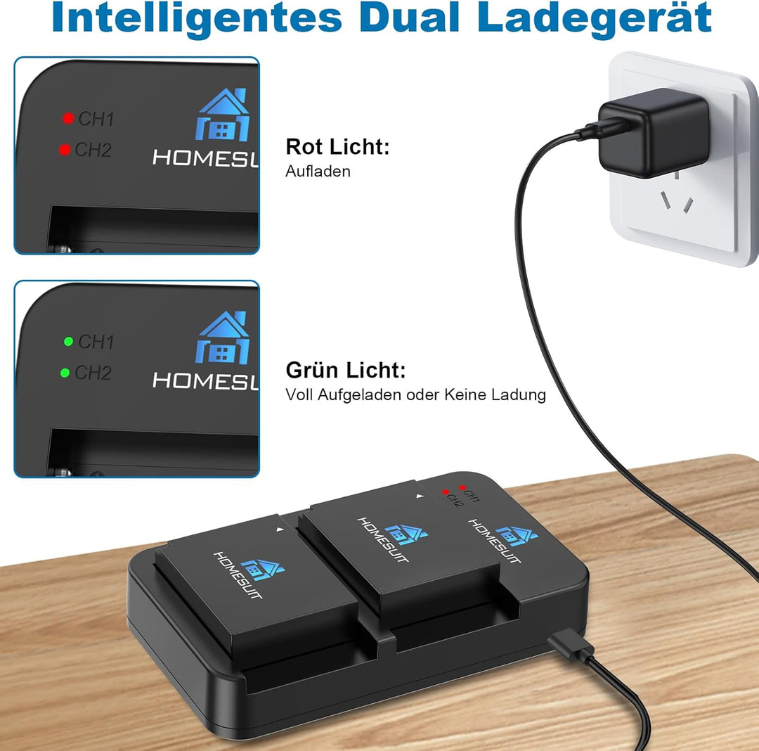 Homesuit Ersatz für Akku Fujifilm NP-W126/NP-W126s und USB Ladegeräte, Kompatibel mit Fuji X-T3, X-T