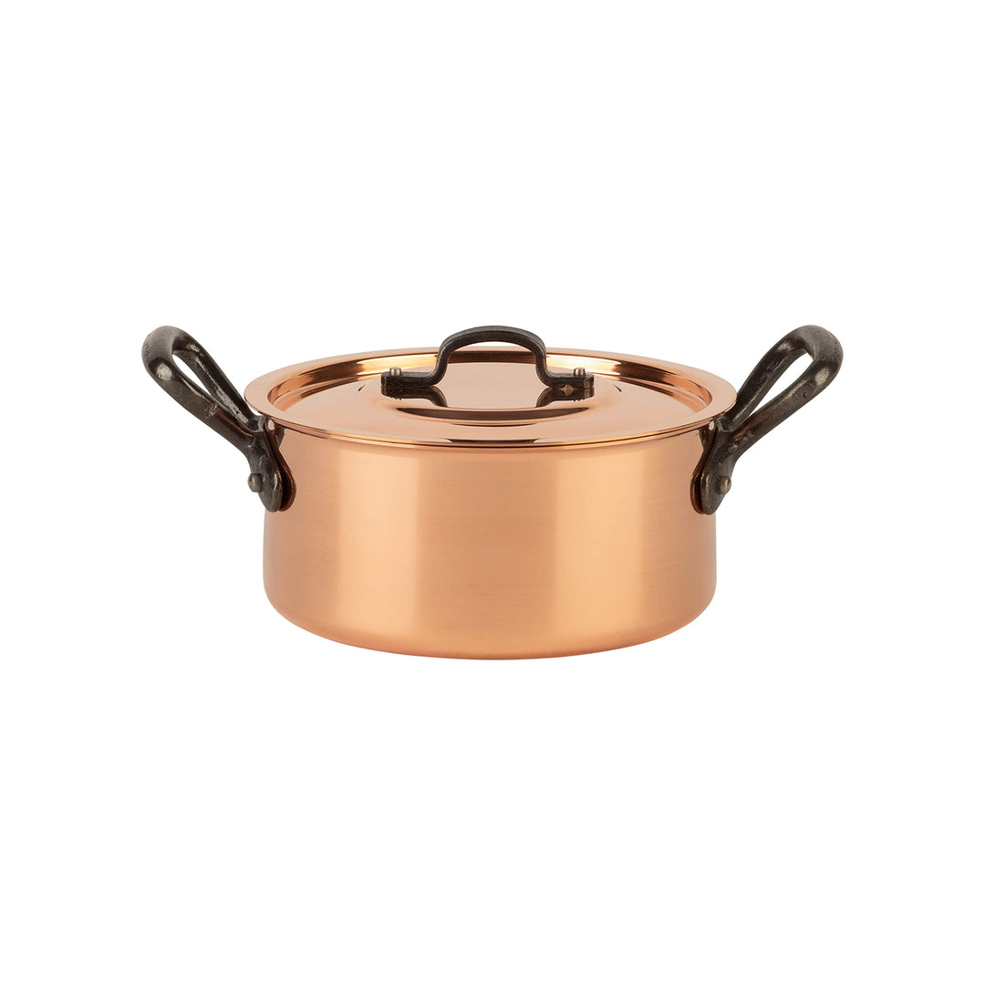 Cuisine Romefort | Kupfertopf verzinnt mit Gusseisengriff und Deckel Ø 16 cm | traditioneller Schmor
