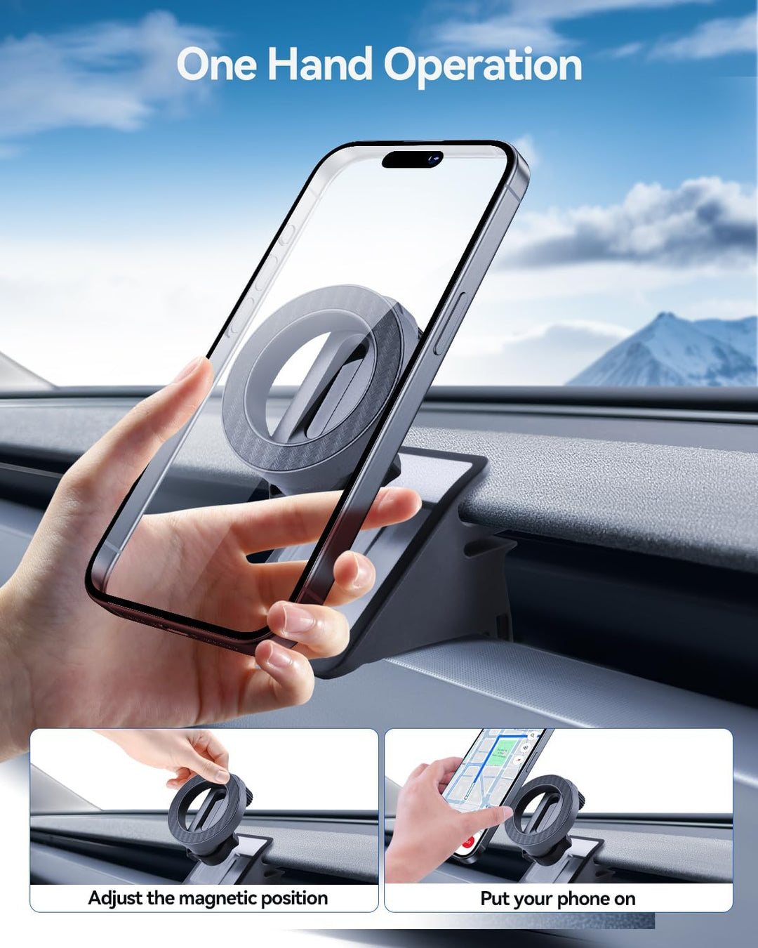 Handyhalterung für Tesla Model Y 2025-2026 Juniper und Model 3 2024-2026 Magnet Handyhalter Auto Mag
