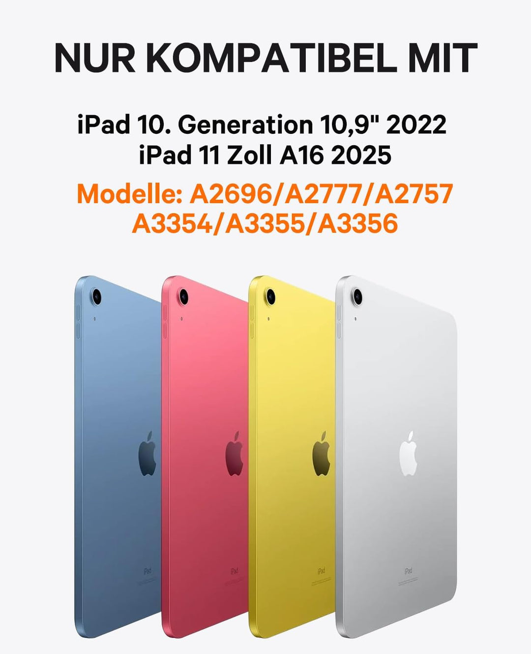 CHESONA Hülle mit Tastatur für iPad 10 Generation/11 Gen A16 2025, Ultraschlankes & Leichtes Design,