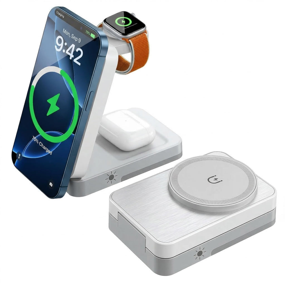 Für Apple 3-in-1 Drahtlose Ladestation, Tragbares Induktionsladegerät für iPhone 16/15/14/13/12 Seri