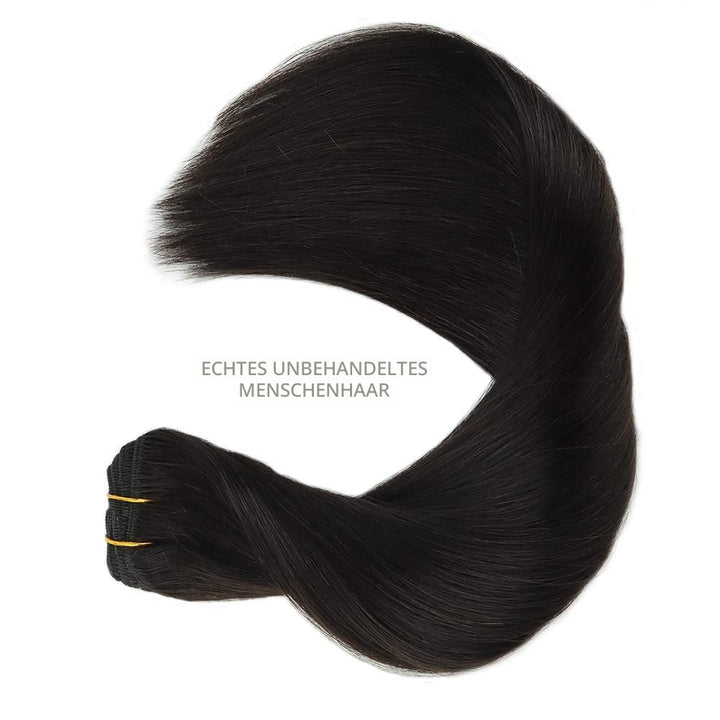 WENNALIFE Clip In Extensions Echthaar, 150g 40cm 9pcs Natürliches Schwarz Clip In Extensions Hair Ex