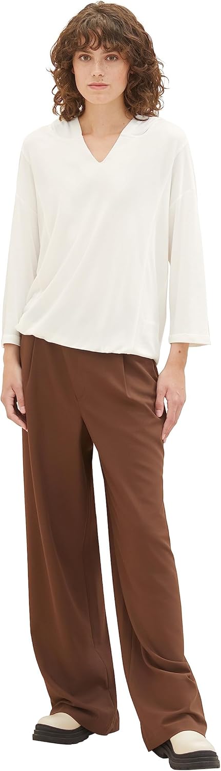 TOM TAILOR Damen T-Shirt mit Kapuze M 10315 - Whisper White, M 10315 - Whisper White