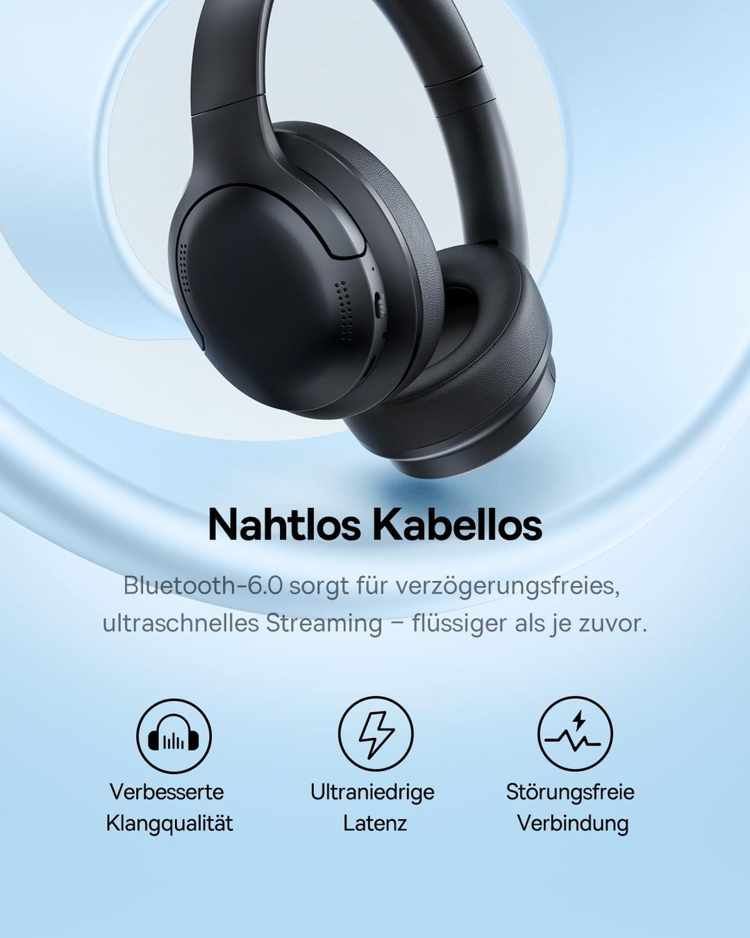 Baseus BH1 Lite Bluetooth Kopfhörer, Leichter & Komfort Kabellose Headphones mit Kristallklarer Klan