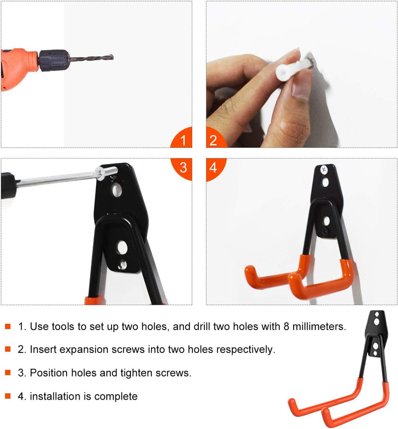 ETEPON Haken,10 Stück Garage Storage Doppelhaken Wandhaken, Multisize Heavy Duty Wandhalterung