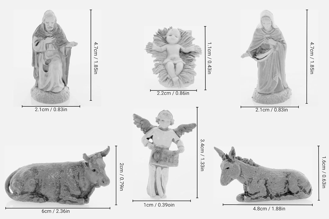 Moranduzzo Krippe 6 Figuren Geeignet für Krippe 6 cm Massstab 1:32 – MINI 6 – Unzerbrechliche Figur,
