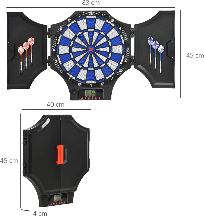 SPORTNOW Elektronische Dartscheibe, Dartboard mit 6 Dartpfeilen & 6 Ersatzspitzen, Dartautomat für b