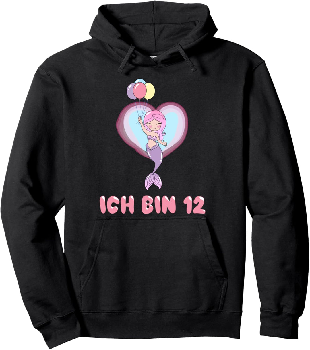 Mädchen 12. Geburtstag Meerjungfrau mit Luftballons Pullover Hoodie