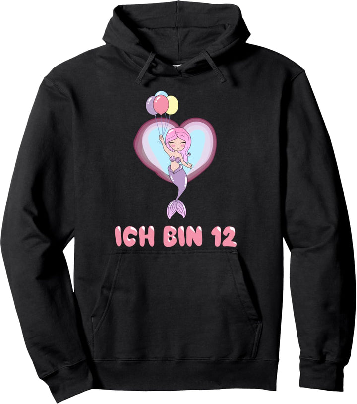 Mädchen 12. Geburtstag Meerjungfrau mit Luftballons Pullover Hoodie