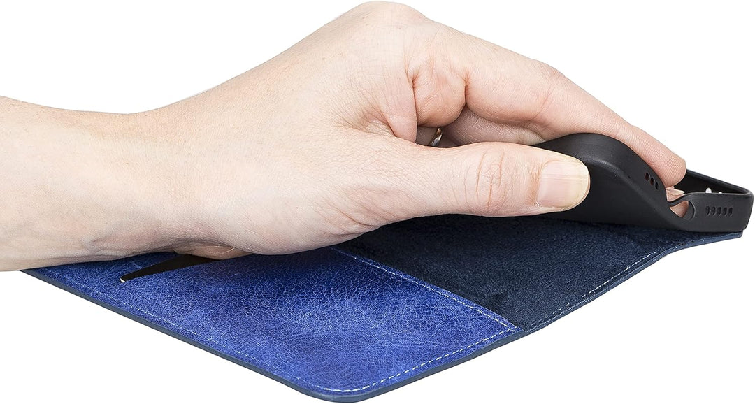 Solo Pelle aufklappbare Lederhülle kompatibel für iPhone 13 Mini in 5.4 Zoll inkl. 1 Kartenfach für