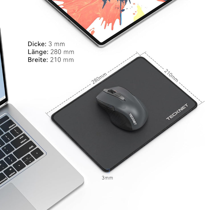 TECKNET Mauspad, 3 Pack Mousepad 280 x 210 mm, wasserdichte Gaming Mauspad Mausmatte mit vernähte Ka