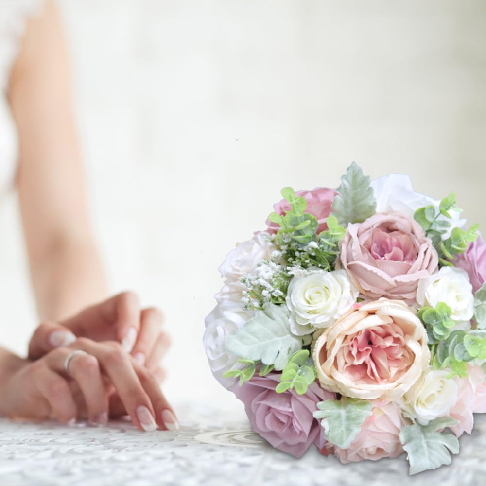 LESING Brautsträusse für Hochzeit, künstliche Rose, Pfingstrosen, handgefertigt, romantisch, Hochzei